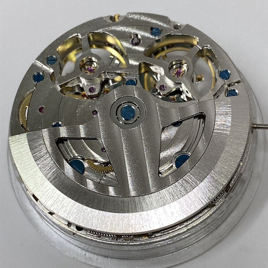 China Made multifunctional automatic watch movement with double balance wheel for precise timekeeping.