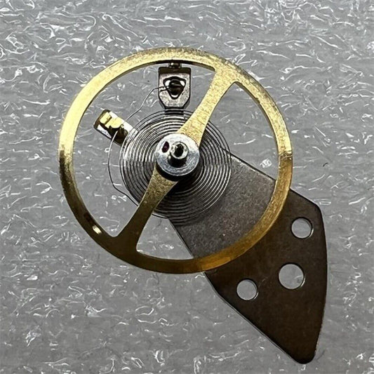 Golden and silver balance wheel with splint for Miyota 8200 8215 watch movement, precision accessory.