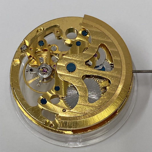 Golden 32.8mm 7120 automatic mechanical watch movement, hollow design, precision China-made part.