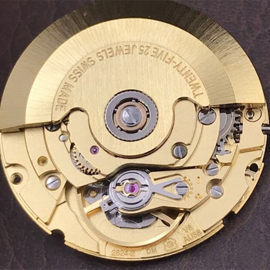 Golden ETA2824-2 V8 automatic watch movement by Genuine Swiss Made, precise mechanical timekeeping part