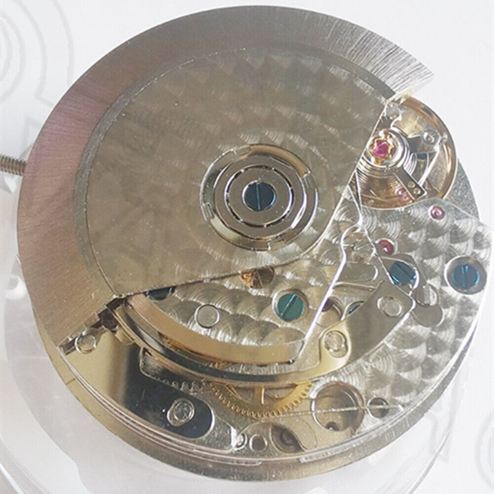 China Made 7750 mechanical watch movement with black dial, small seconds at 9, date window at 4.5, precise timekeeping