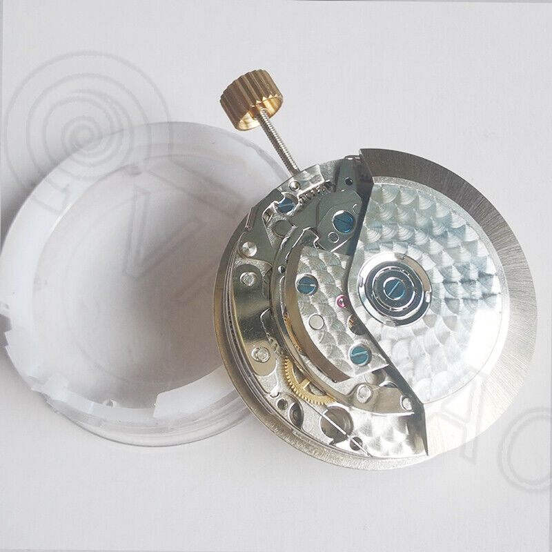 China Made 7750 mechanical watch movement showcasing black dial, small seconds at 9, and date window at 4.5 position for precise timekeeping.