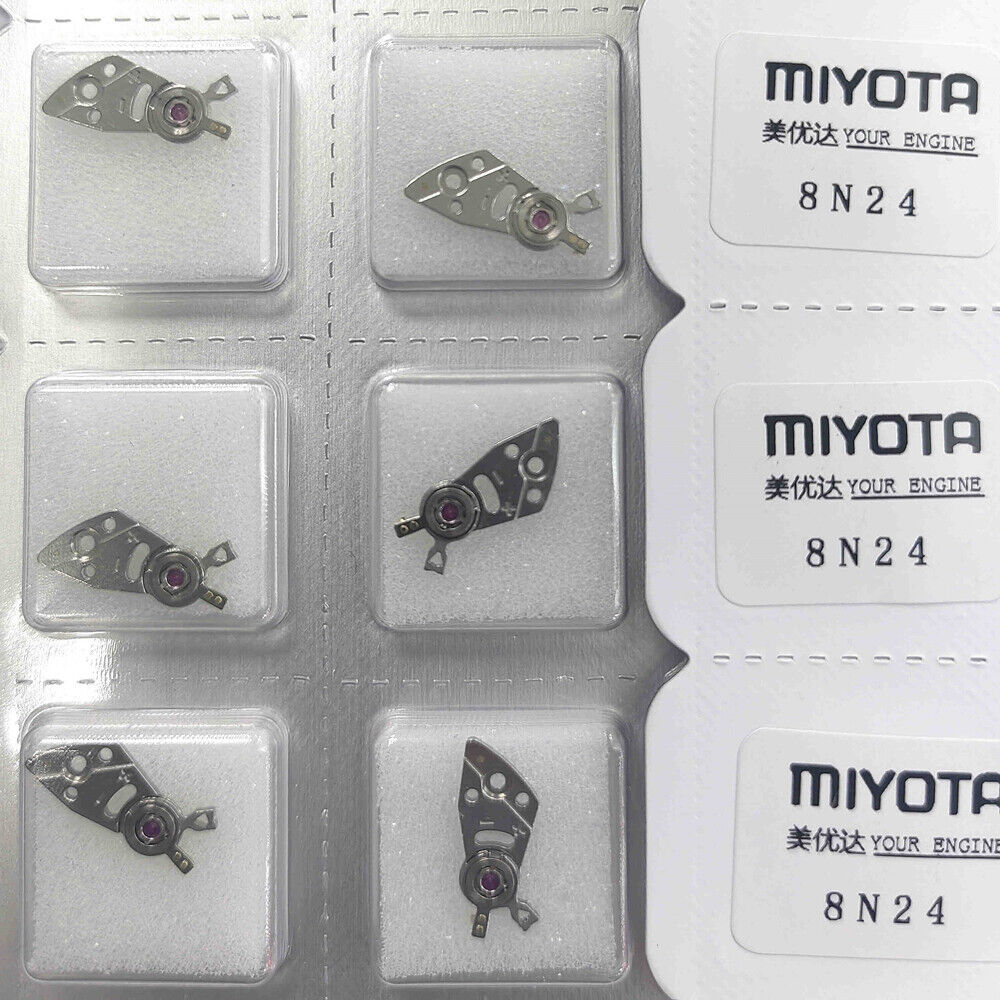 Silver splint for Miyota 8N24 watch movement, Genuine Japan Made, durable balance wheel component.