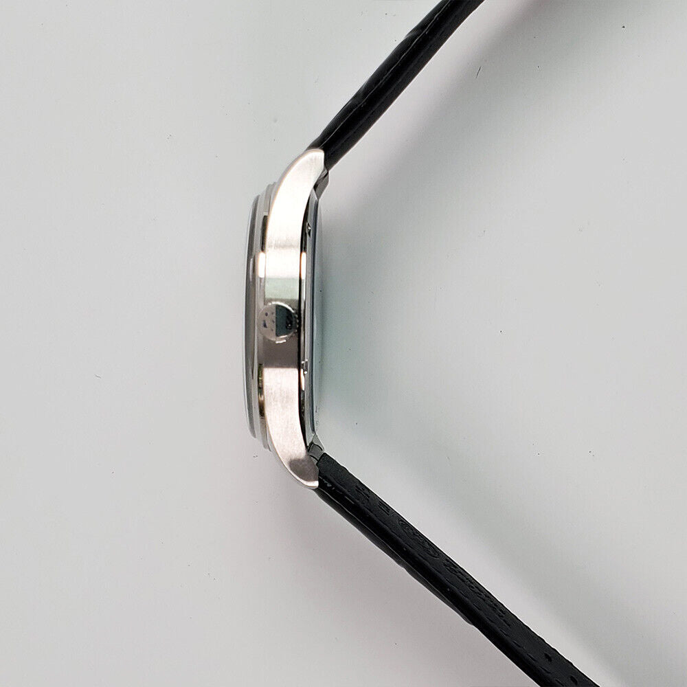 Seagull 42mm men's watch with ST3600 manual movement, black dial, and classic design.