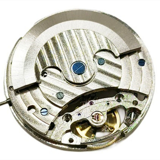 Silver hollow automatic mechanical watch with flywheel, 3 hands ? precision craftsmanship by New China Made.