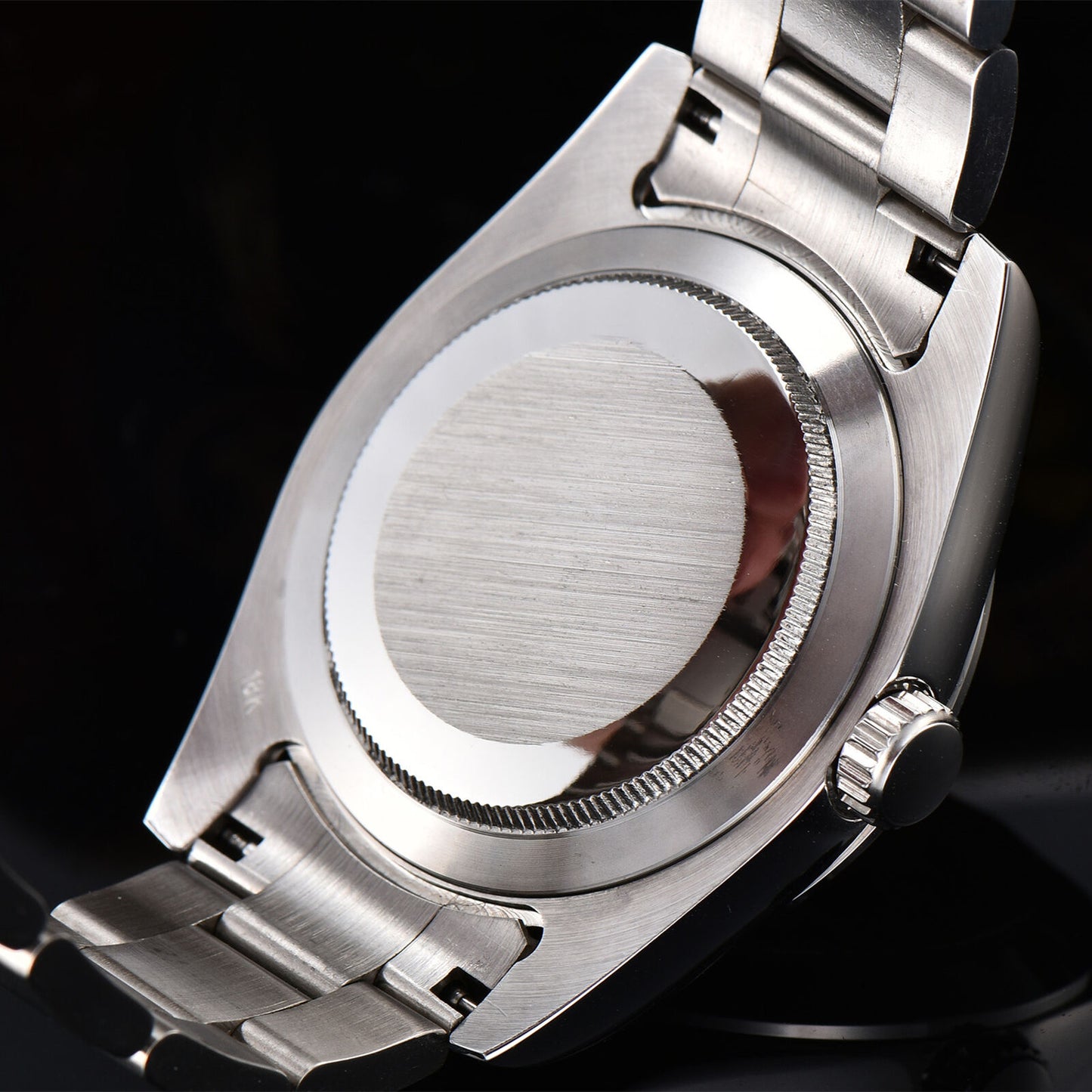 Montre-bracelet pour homme 316L 40 mm, verre saphir, étanche, cadran noir, aiguilles argentées