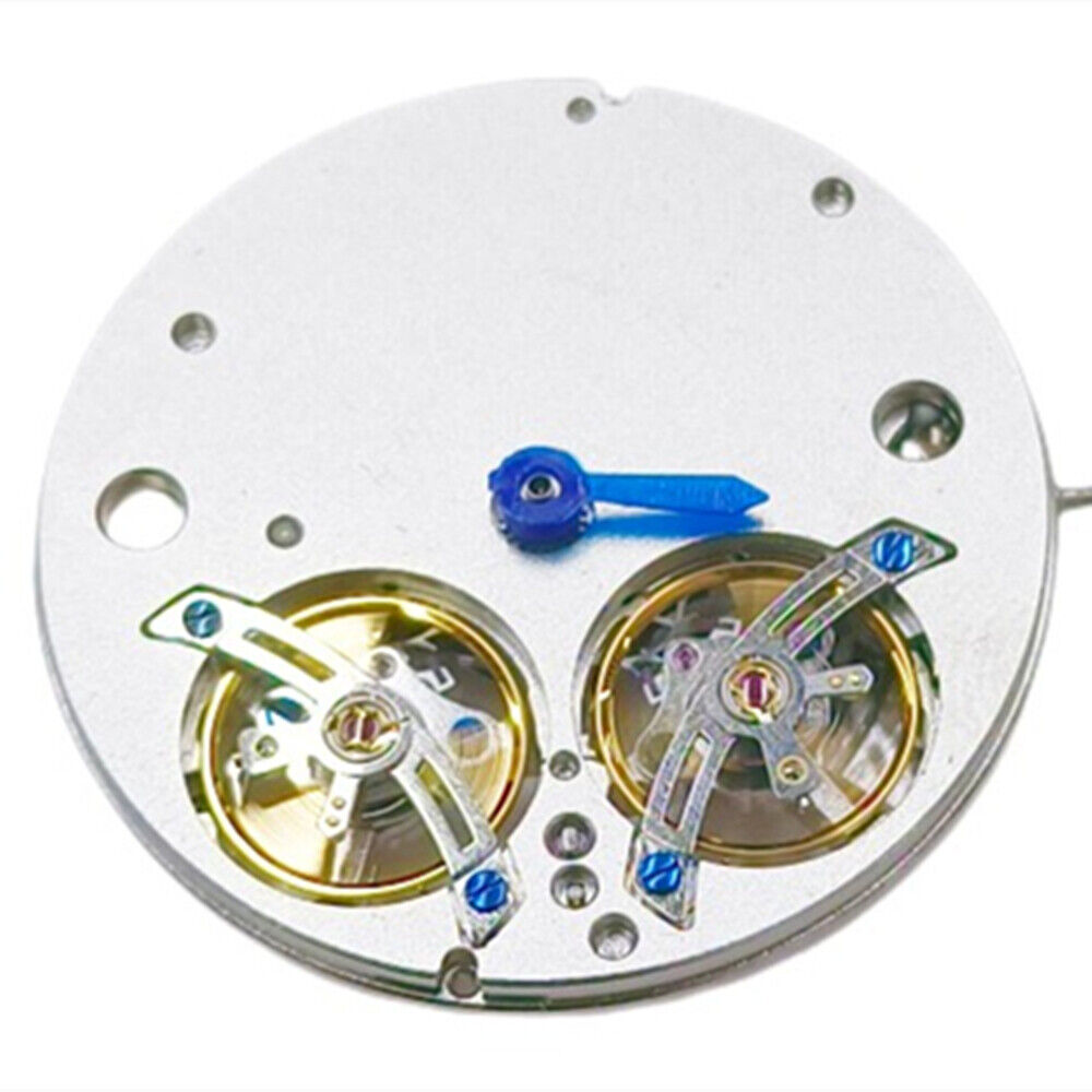 Silver hollow automatic mechanical watch with double balance wheel, featuring precise movement by China Made brand.