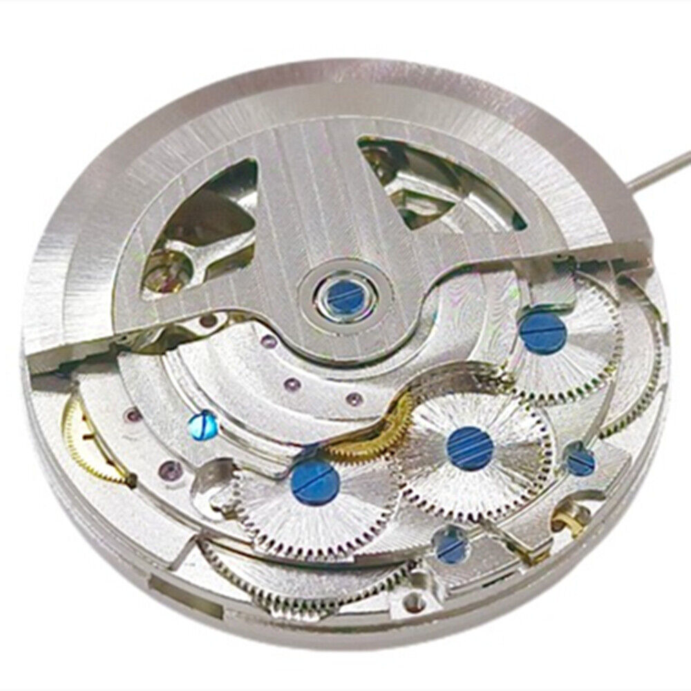 Silver hollow automatic mechanical watch by China Made, double balance wheel ensures precise timekeeping.