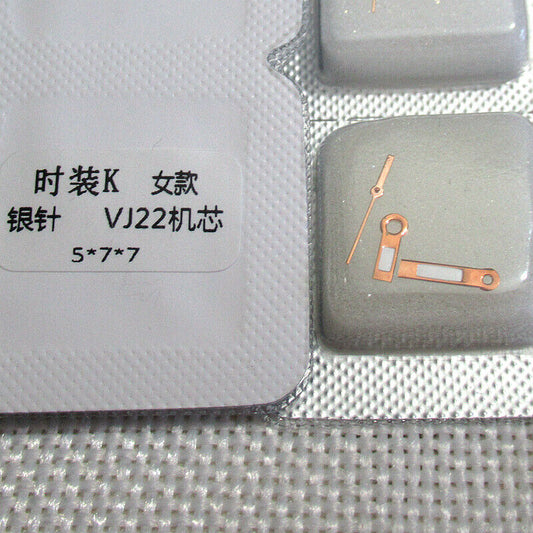 Silver and rose gold 5X7X7mm lume watch hands with green glow for Epson VJ22 movement accessories