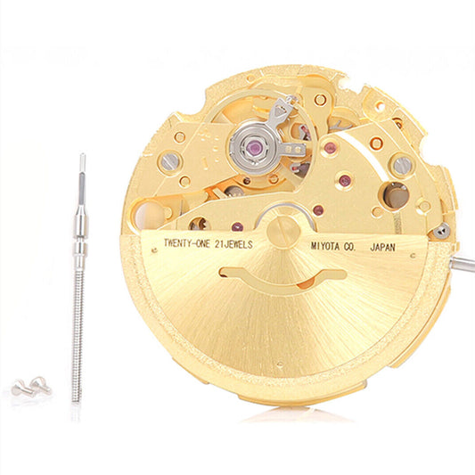Golden Miyota Citizen 8200 8215 automatic watch movement for precise day-date functionality.