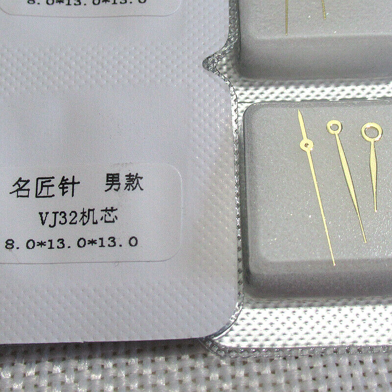 Golden luminous watch hands with green glow, 8x13x13mm, compatible with Epson VJ32, rose gold finish