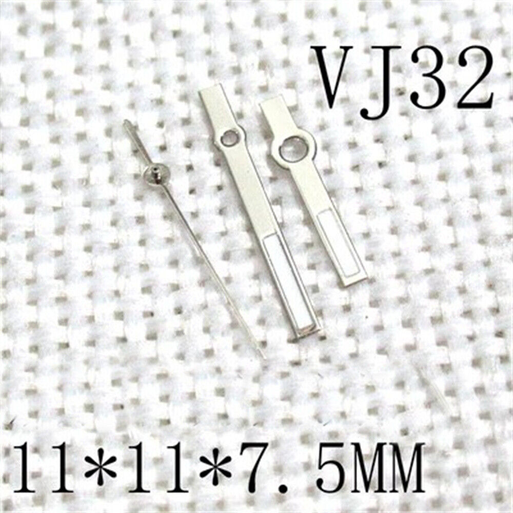 11 x 11 x 7,5 mm, silberner Rand, quadratisch, grüne Leuchtzeiger für Epson VJ32-Uhrwerk