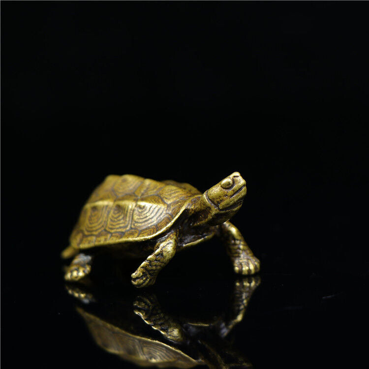 Hand-carved vintage solid copper turtle trinket, ideal for watch accessory display.