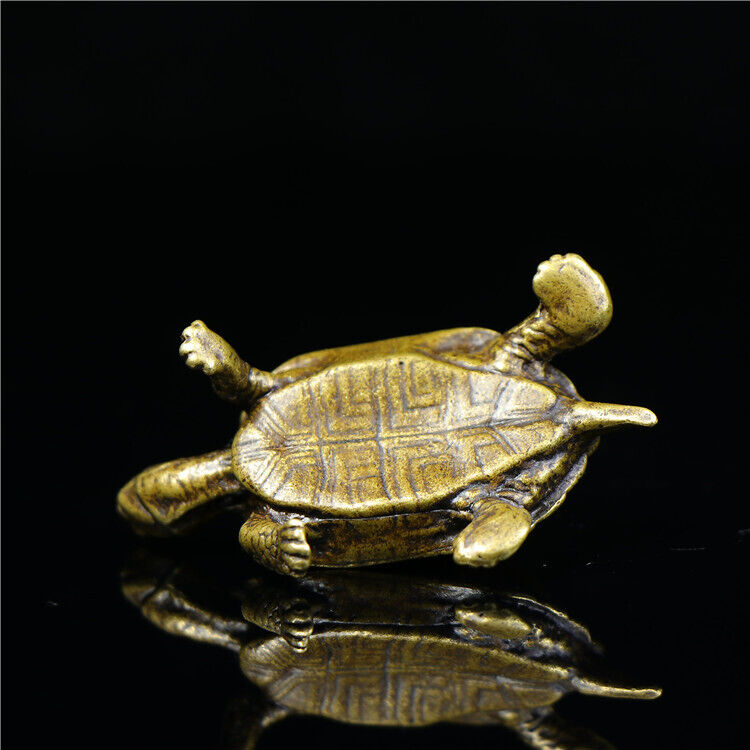 Hand-carved vintage copper turtle figurine, ideal for watch accessory displays and decor.