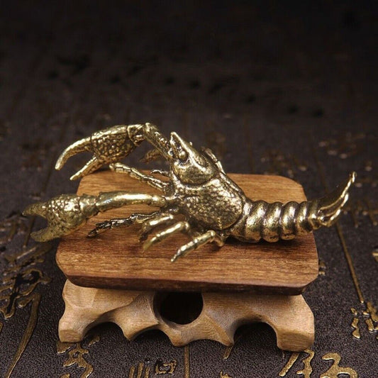 Hand-carved solid copper lobster figurine by Bronze Model, detailed trinket for watch accessory display.