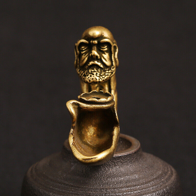 Hand-carved solid copper Dharma Agarwood Furnace figurine, bronze finish for elegant home decor.