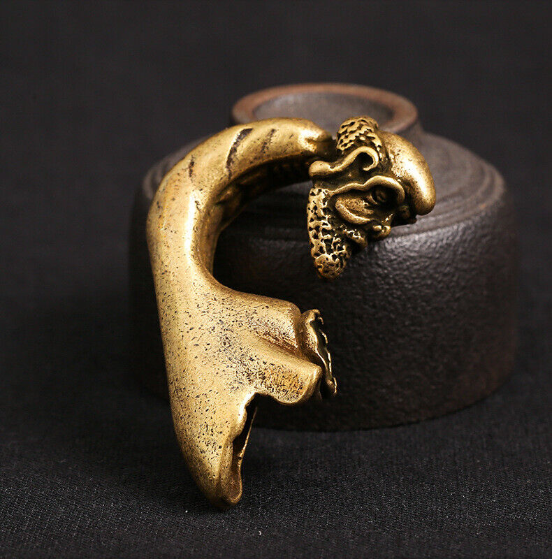 Hand-carved solid copper Dharma agarwood furnace figurine for elegant home decor.