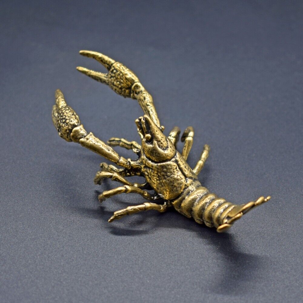 Solid copper lobster trinket with vintage bronze finish, hand-carved details for home d�cor.