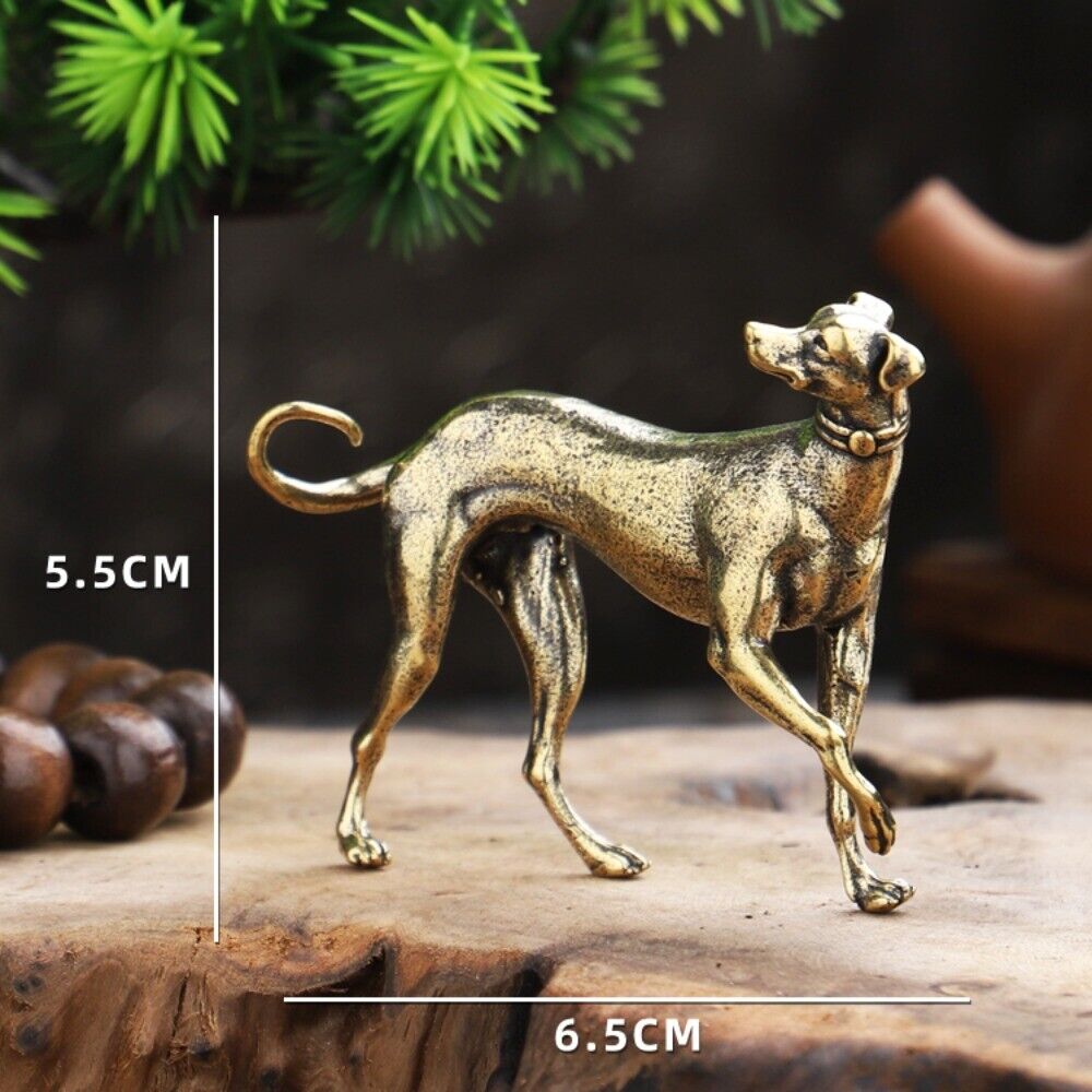 Solid copper little puppy trinket, hand-carved bronze figurine perfect for watch accessory display.