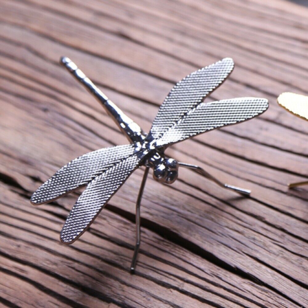 Alloy Silver/Golden Little Dragonfly Trinket Hand Carved Model Figurines