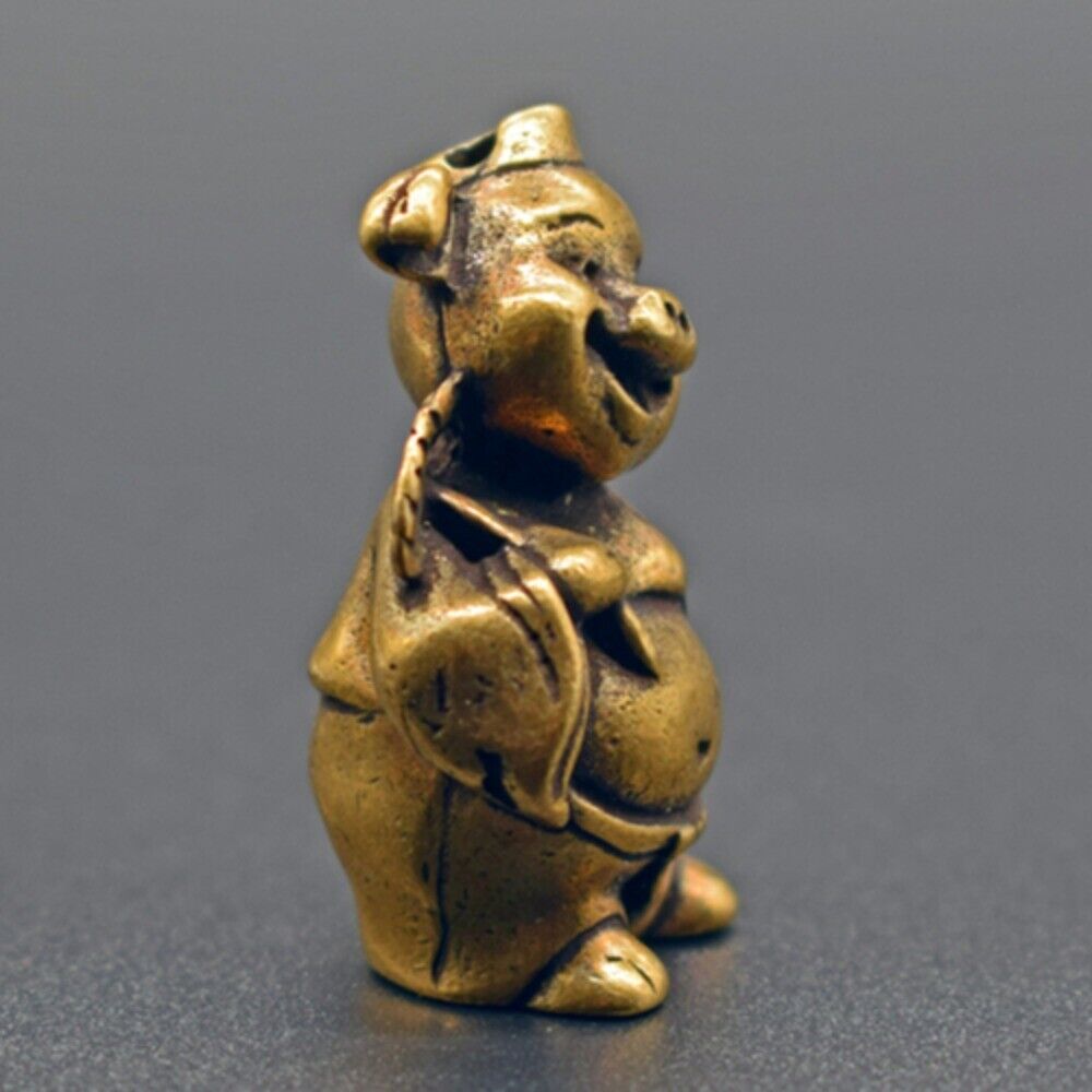Solid copper Marshal Tianpeng trinket featuring vintage hand-carved details, bronze figurine.