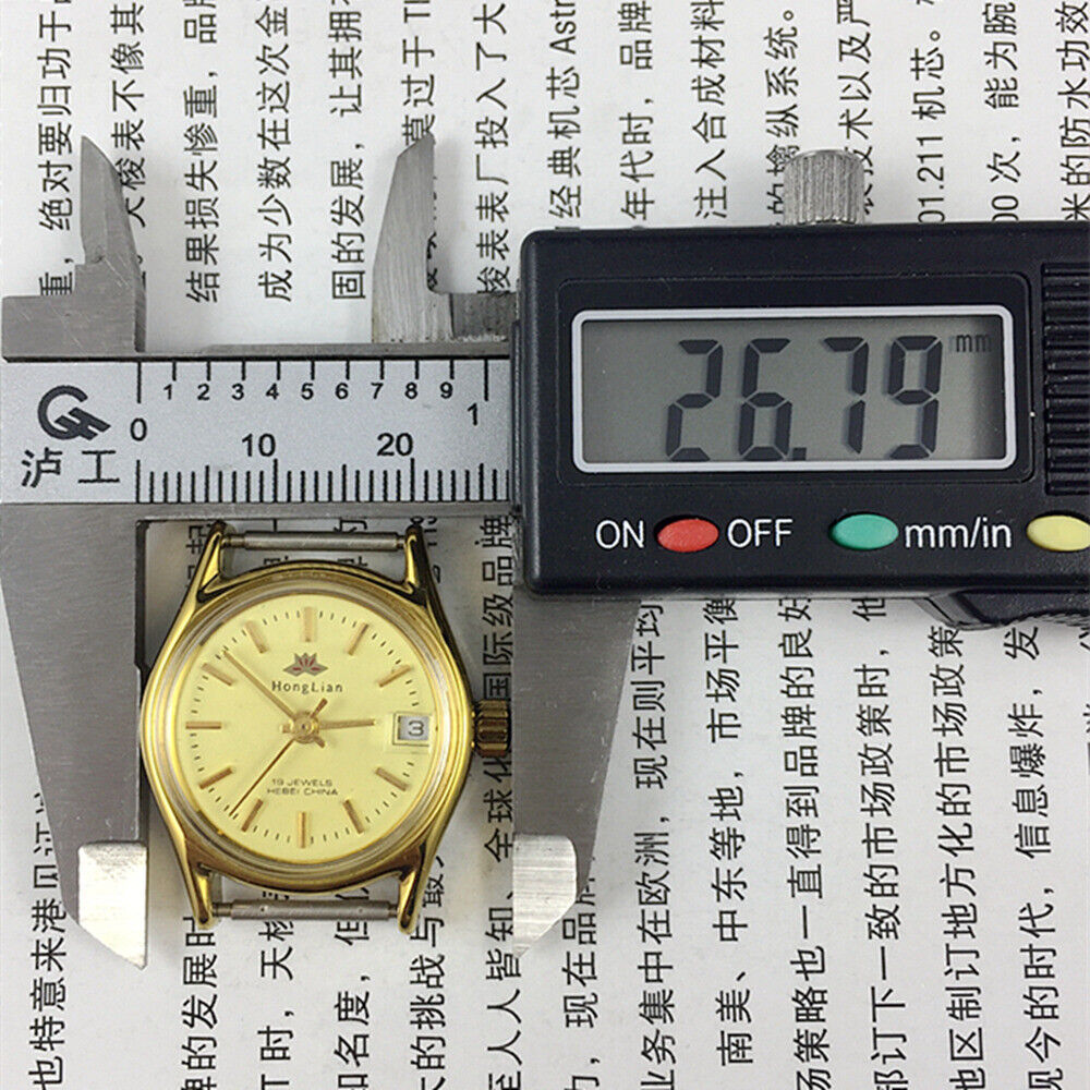 HONGLIAN manual mechanical lady watch with yellow dial, round case, single calendar for elegant style and daily wear.