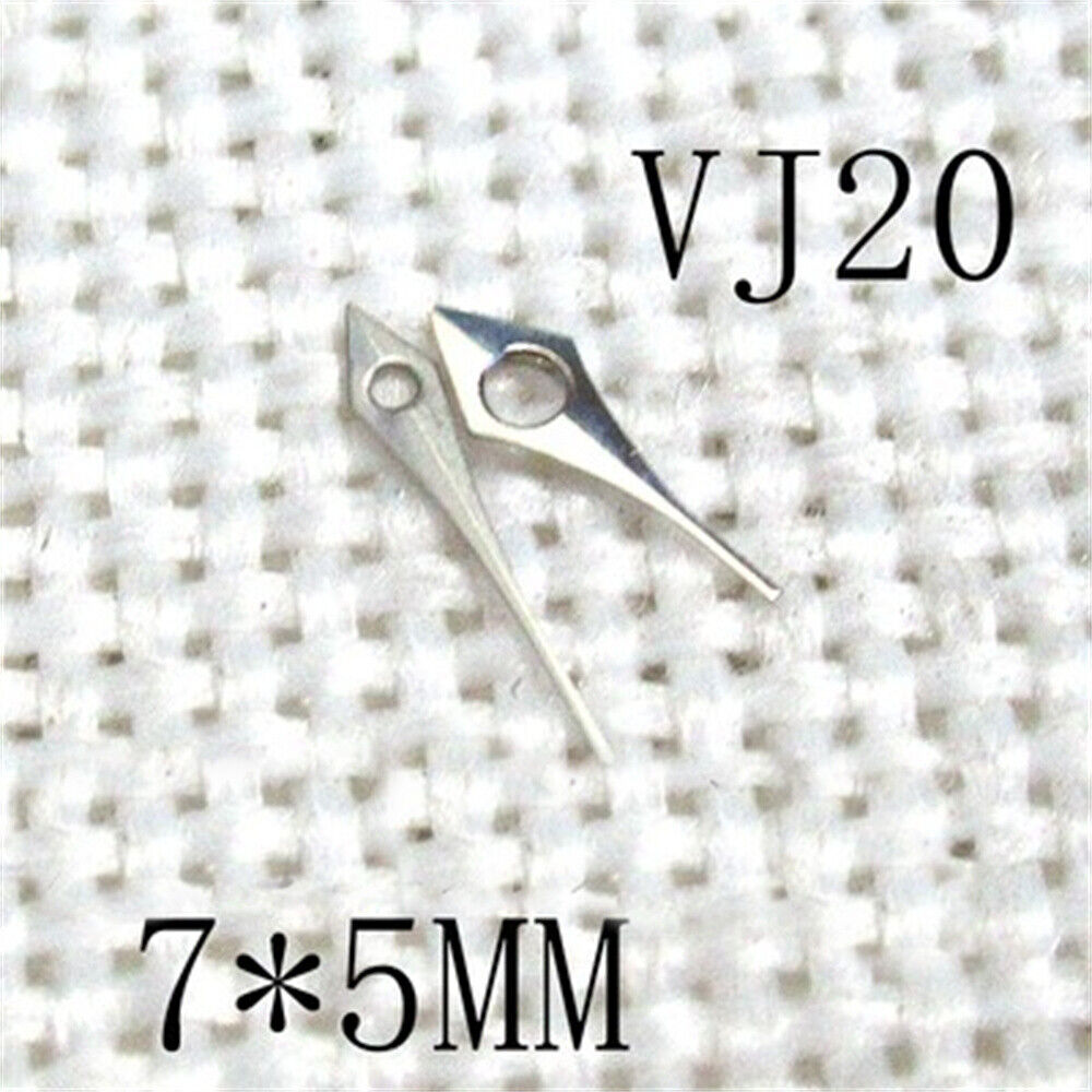 Silver 7x5mm no lume watch hands for Hattori Epson TMI VJ20 movement, precise accessory replacement.