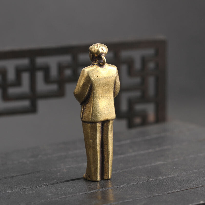 Hand-carved vintage copper Chairman Mao trinket, perfect collectible decor piece.