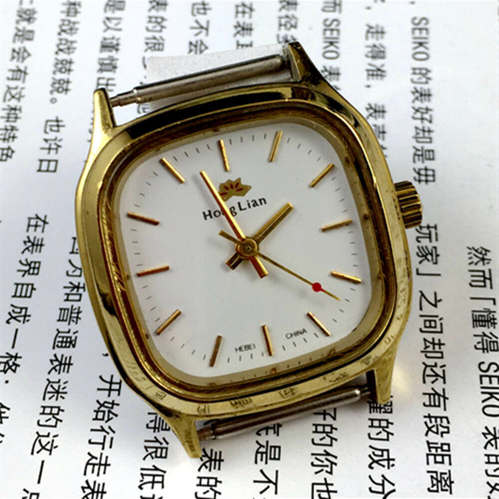 HONGLIAN Manual Mechanical Watch Golden Nail Square Golden Case White Dial