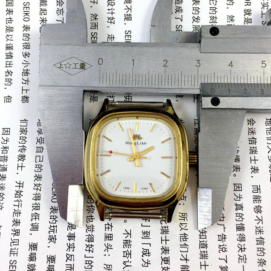 HONGLIAN Manual Mechanical Watch Golden Nail Square Golden Case White Dial