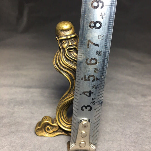 Hand-carved solid copper God of Longevity figurine by The God of Longevity, detailed bronze model trinket.