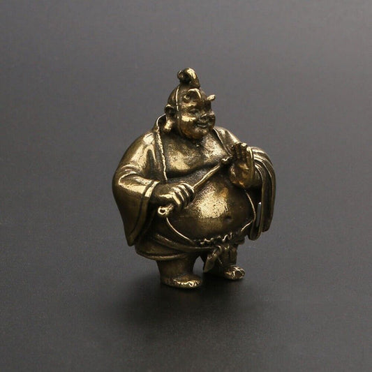 Solid Copper Taiyi Immortal trinket with detailed hand-carved bronze design, perfect vintage collectible accessory.