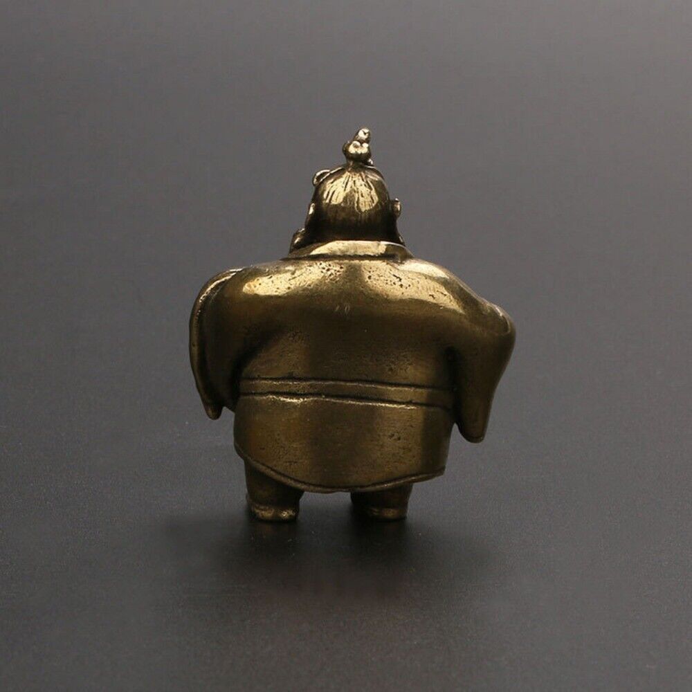 Solid Copper Taiyi Immortal trinket with intricate hand-carved bronze design, vintage collectible accessory.