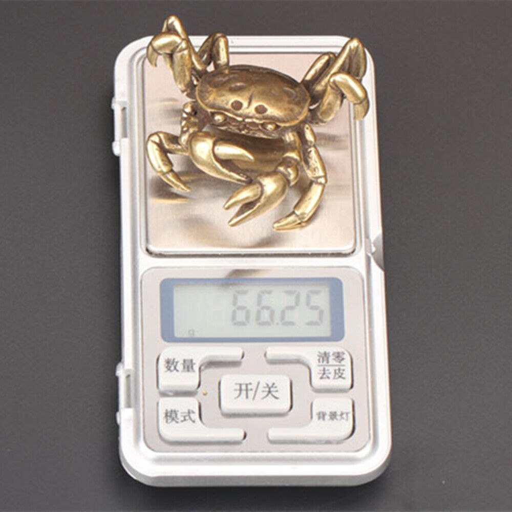 Solid copper little crab trinket, vintage hand-carved bronze figurine for decor or collection.
