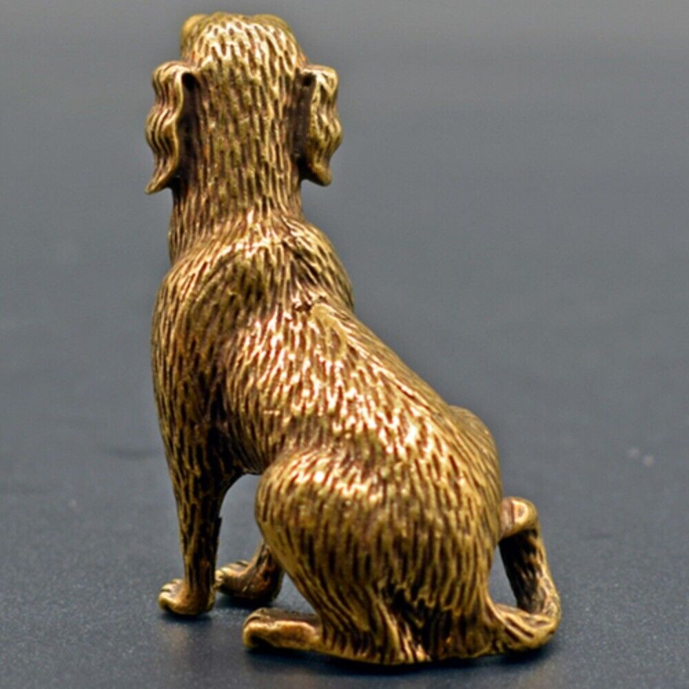 Hand-carved solid copper vintage puppy figurine, ideal decorative watch accessory display.