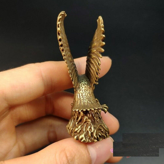 Hand-carved solid copper Great Eagle figurine, detailed bronze trinket for collectors.