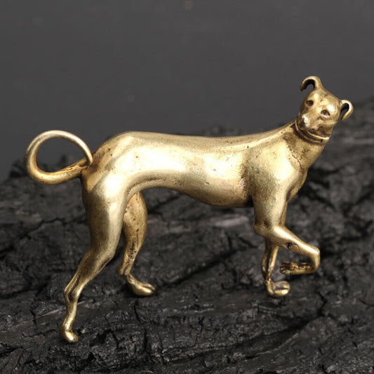 Vintage solid copper standing puppy figurine, hand-carved bronze model, perfect for collectors.