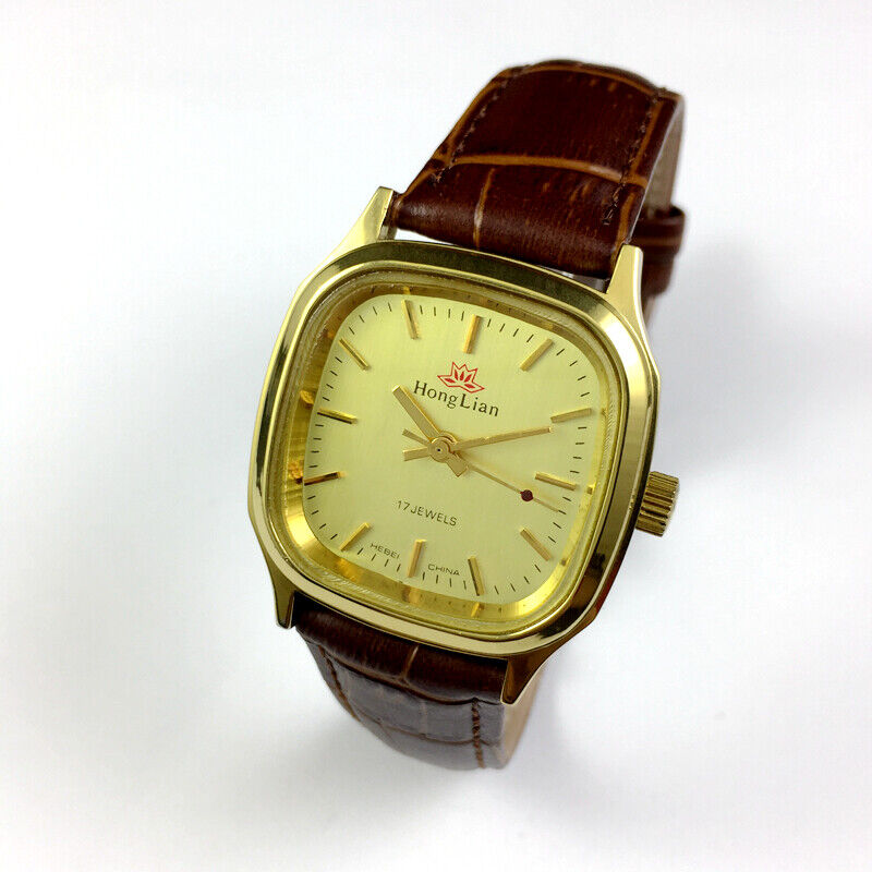 HONGLIAN Manual Mechanical Watch 3 Golden Hands Golden Nail Golden Watch Case