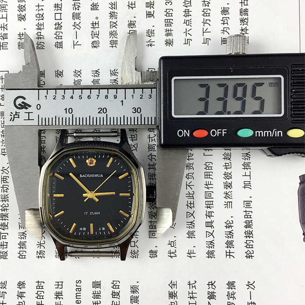 Shanghai Manuelle Mechanische Uhr Goldene Nagel Schwarzes Zifferblatt Achteckige Fall 17 Juden