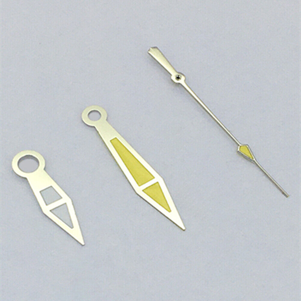 Aiguilles de montre 3 aiguilles avec garniture argentée et luminescente jaune pour mouvements asiatiques 8215/2813/8205