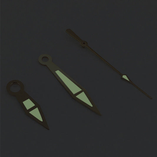 Rose gold luminous watch hands for Asian 8215/2813/8205 movement, perfect for watch repairs and upgrades.