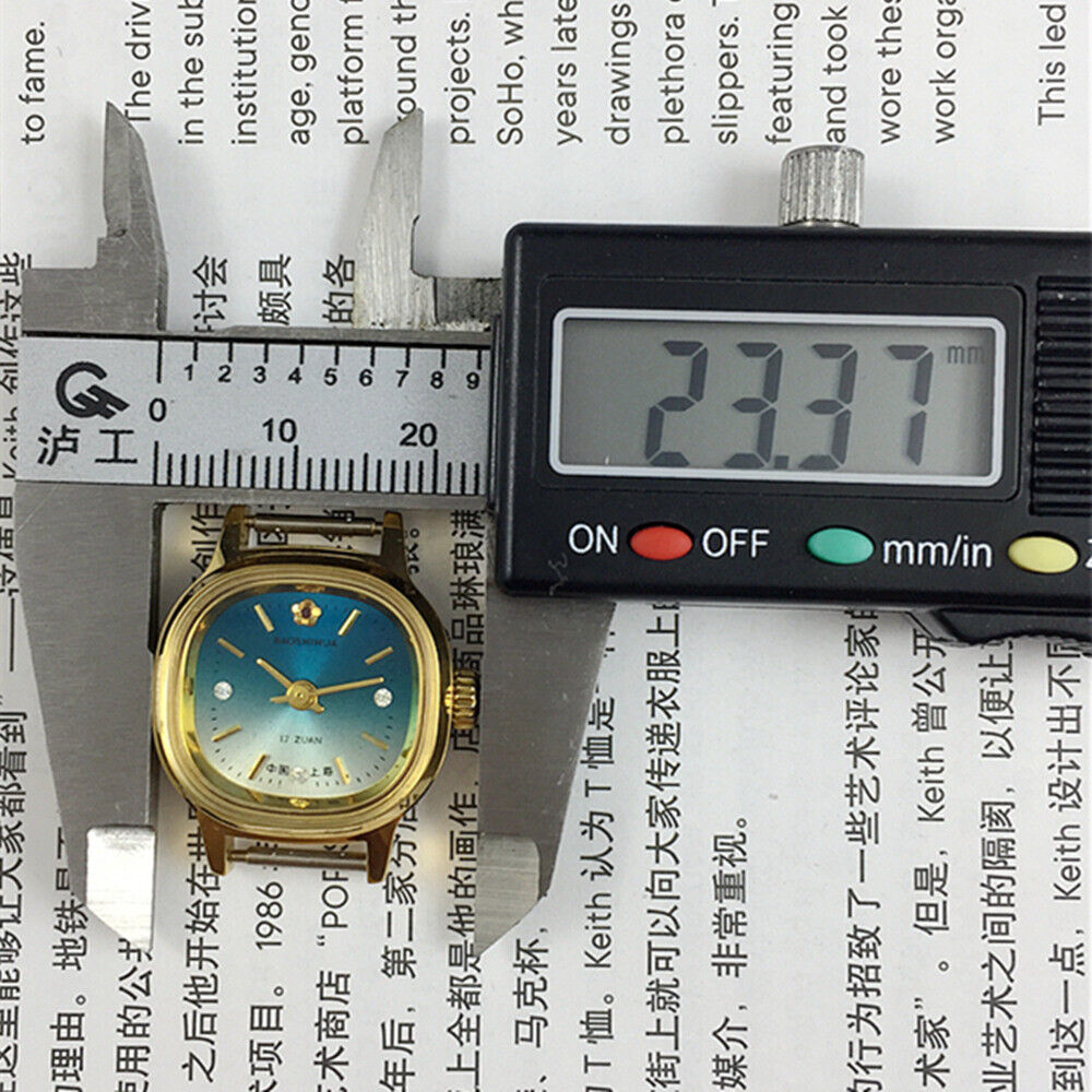 Manual Mechanical Lady Watch Golden Nail Square Case Gradient Blue Dial 3 Hands