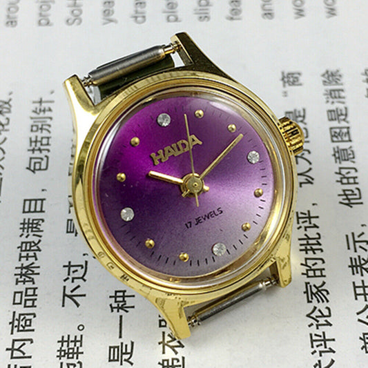 23mm SHANGHAI HAIDA lady watch with manual mechanical movement and imitation diamond markers
