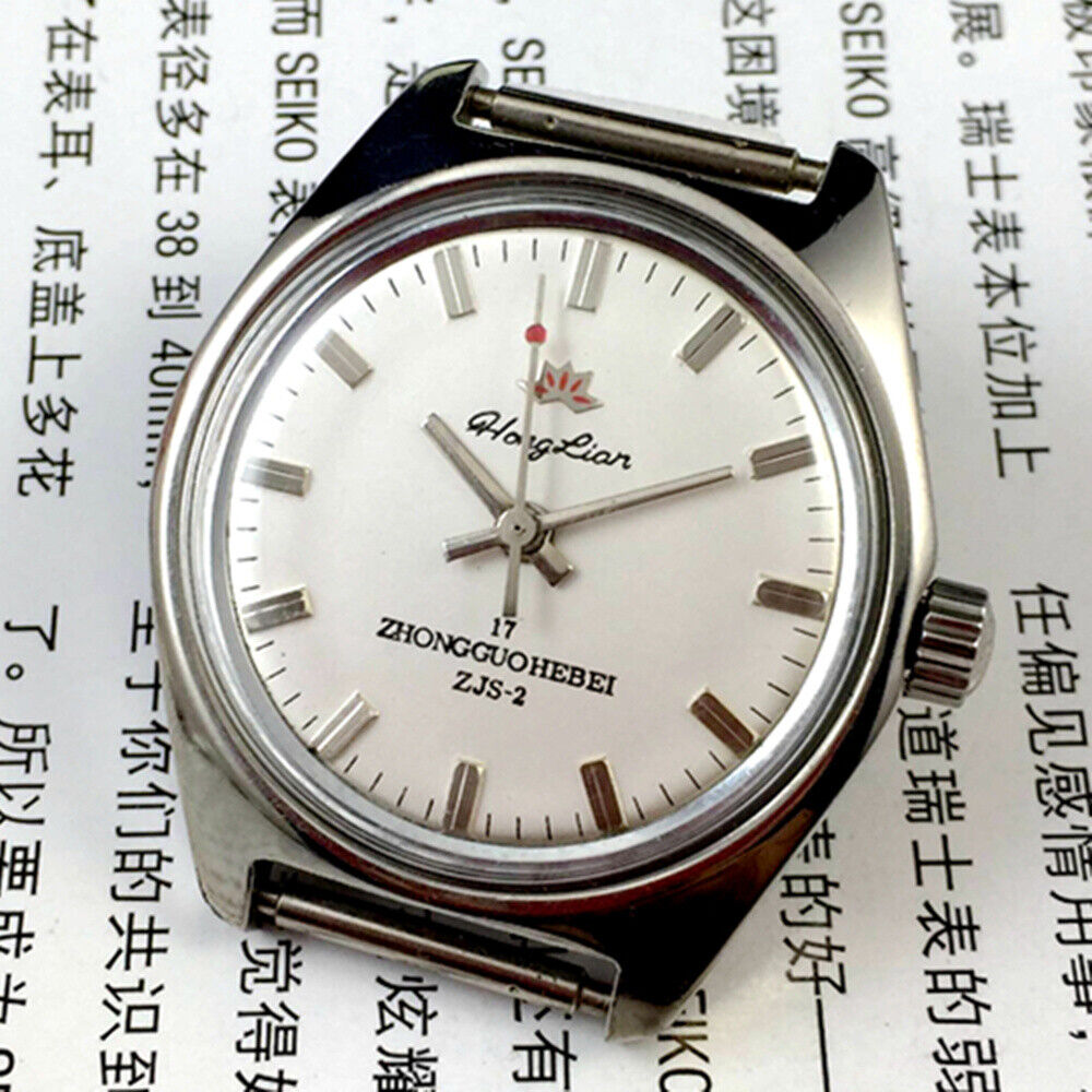 HONGLIAN Manual Mechanical Watch Silver Nail Round Silver Case Silver Dial