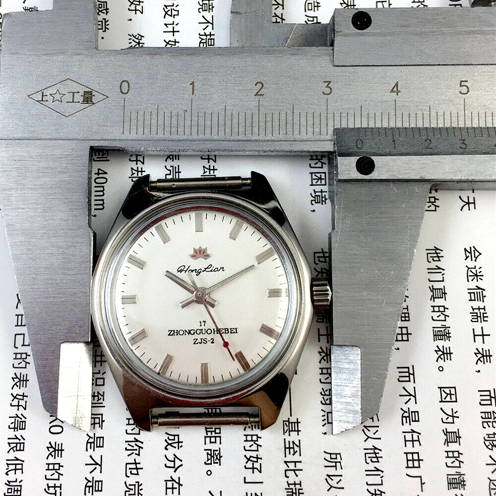 HONGLIAN Manual Mechanical Watch Silver Nail Round Silver Case Silver Dial