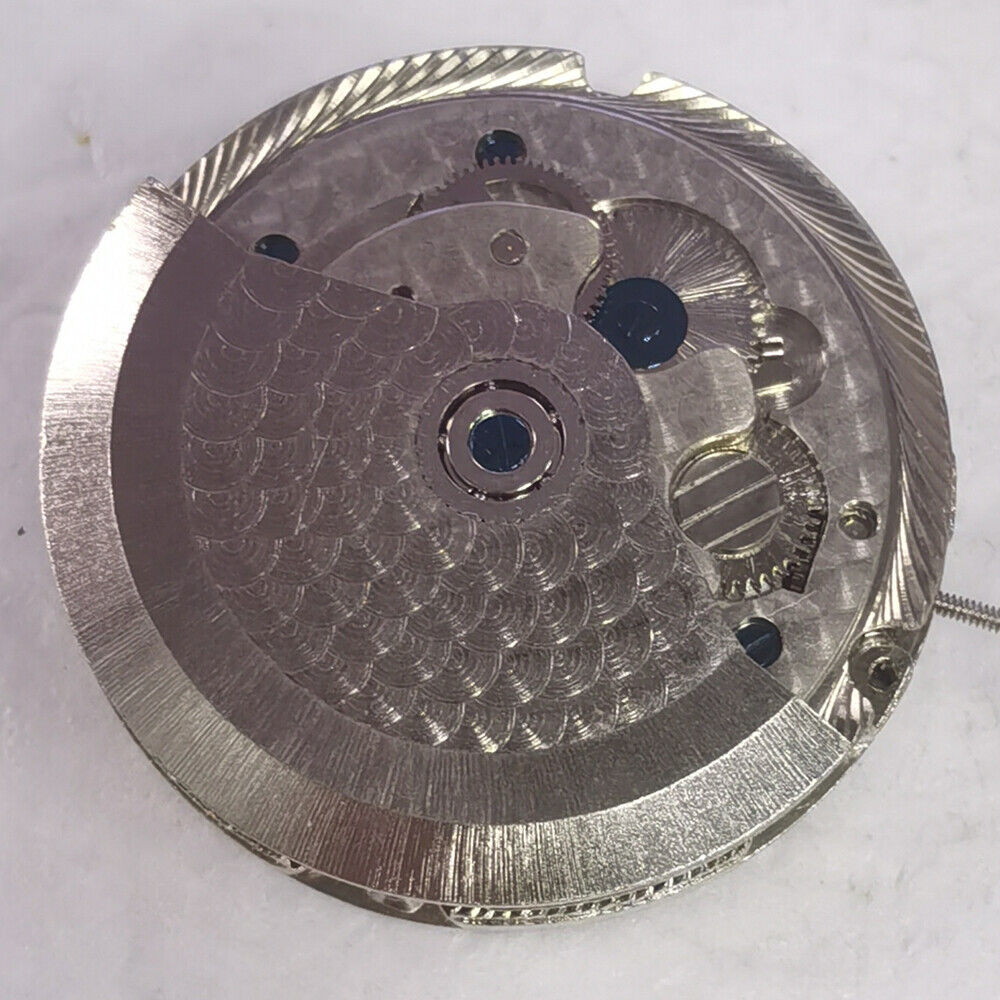 China Made Watch Automatic Mechanical Movement Black Dial Crown To Adjust Date