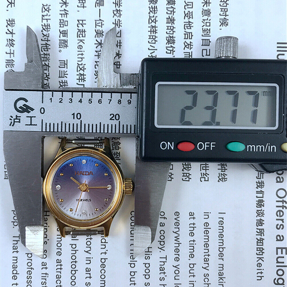23mm HAIDA Manual Mechanical Lady Watch Golden Nail 17 Jews Gradient Blue Dial