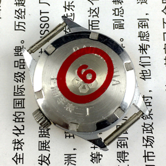 Shanghai 24mm ladies manual mechanical watch with golden dial and nail markers in round case