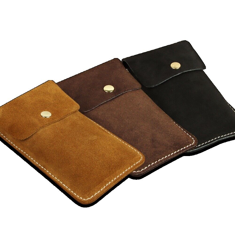 Soft genuine cowhide watch storage bag, portable travel pouch with protective lining for a single watch.