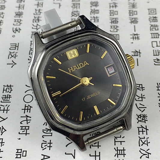 HAIDA Octagonal Lady Watch with Black Dial, Single Calendar, Elegant Mechanical Timepiece for Women